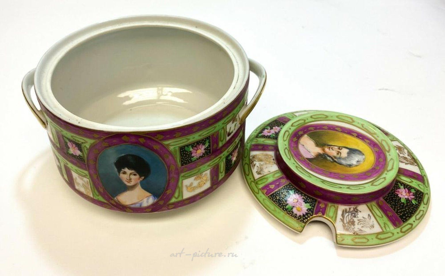 Royal Vienna Porcelain , Royal Vienna Porcelain Double Handled Sauce Bowl, c1920