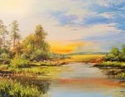 Summer landscape oil, canvas