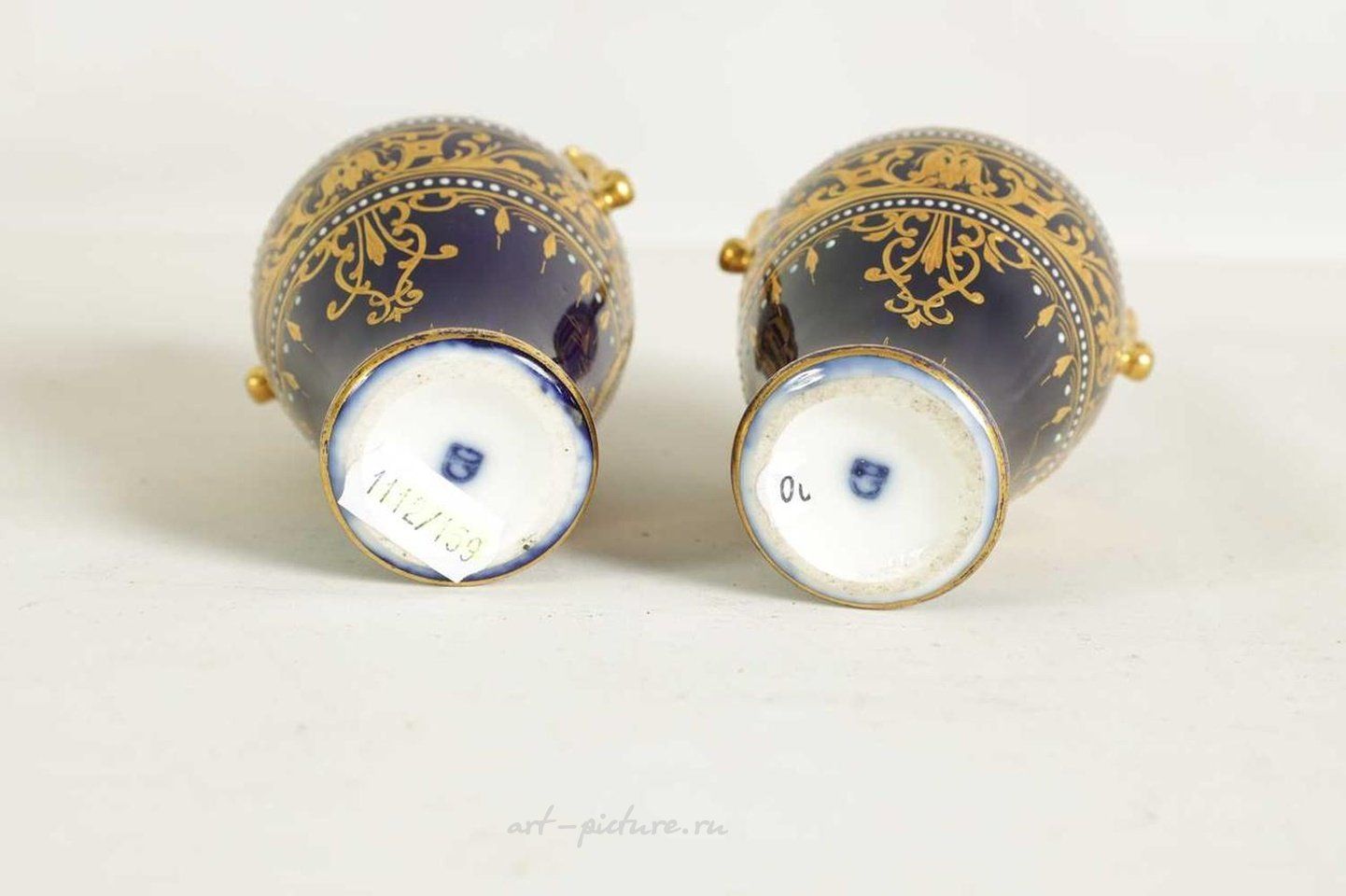 Royal Vienna Porcelain , A PAIR OF LATE 19TH CENTURY VIENNA STYLE GILT AND ROYAL BLUE...