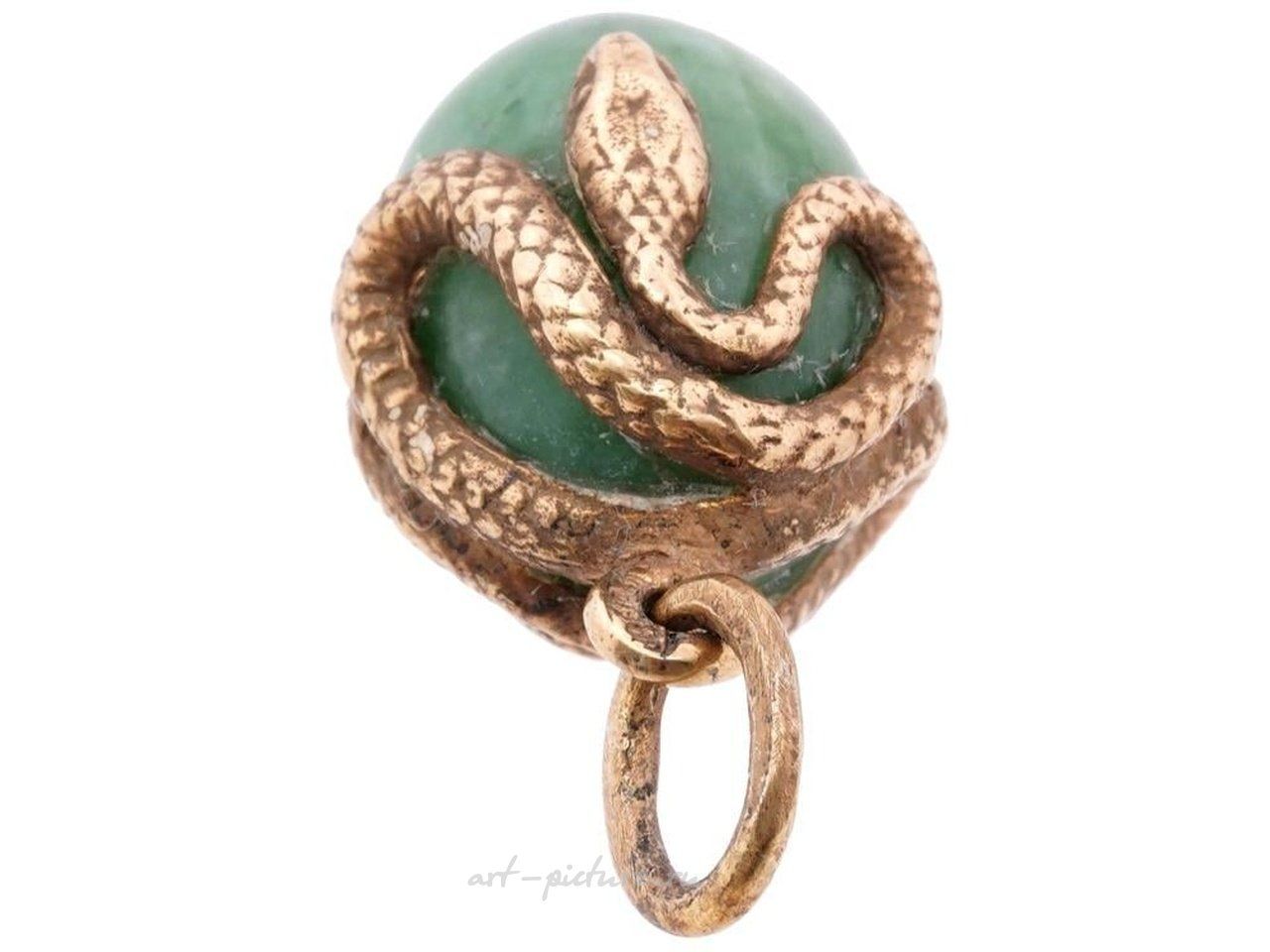 Russian silver , RUSSIAN GILT SILVER JADE STONE EGG PENDANT