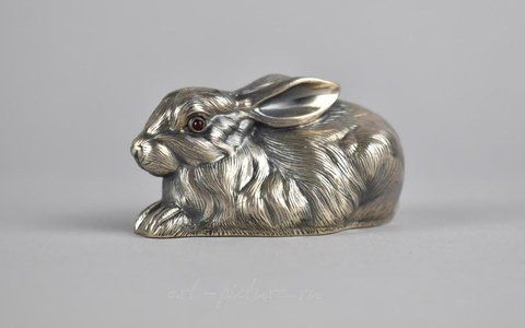 Russian silver, A Reproduction Russian Silver Study of a Rabbit, 7cm high and...