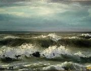 The sea is worried about oil, canvas
