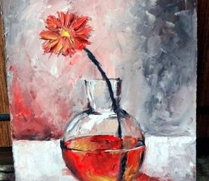Orange flower oil, canvas