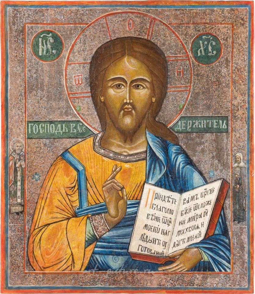 Русское серебро , БОЛЬШАЯ ИКОНА, ИЗОБРАЖАЮЩАЯ ХРИСТА ПАНТОКРАТОРА