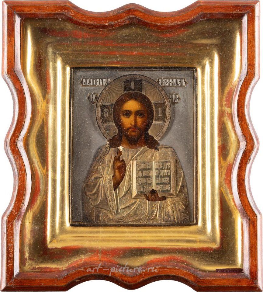 Русское серебро , Икона Христа Пантократора с серебряно-золотым окладом