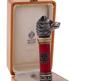 Серебряная ручка для трости с эмалью, бриллиантами и изображением совы