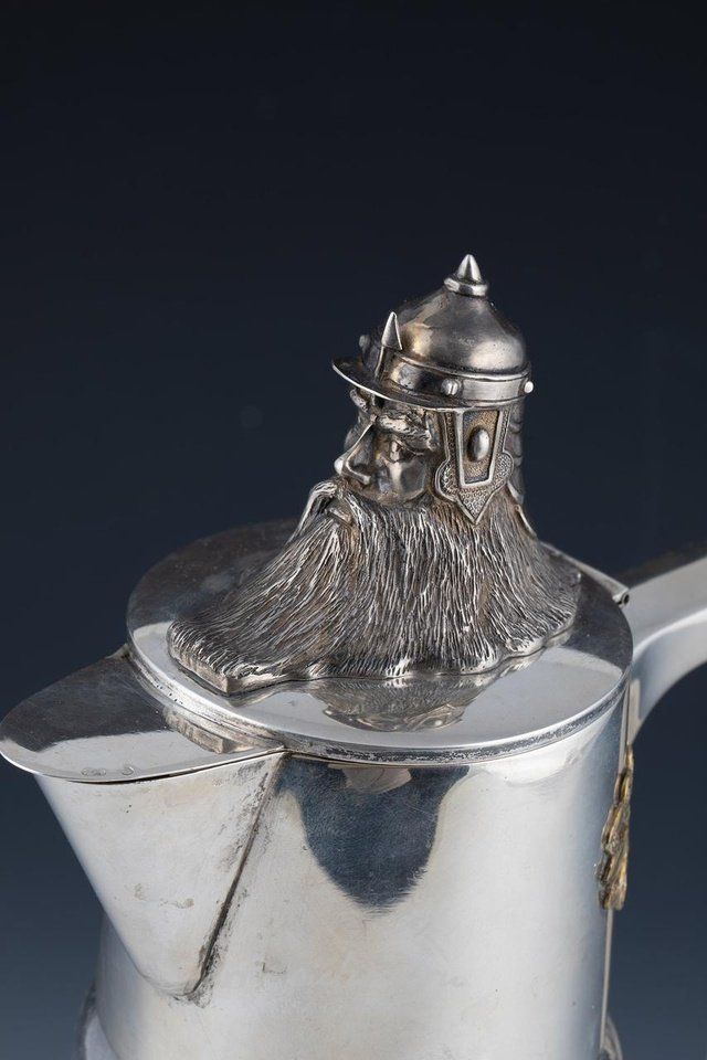 Русское серебро , Кувшин с головой богатыря (Черномора) 20 век