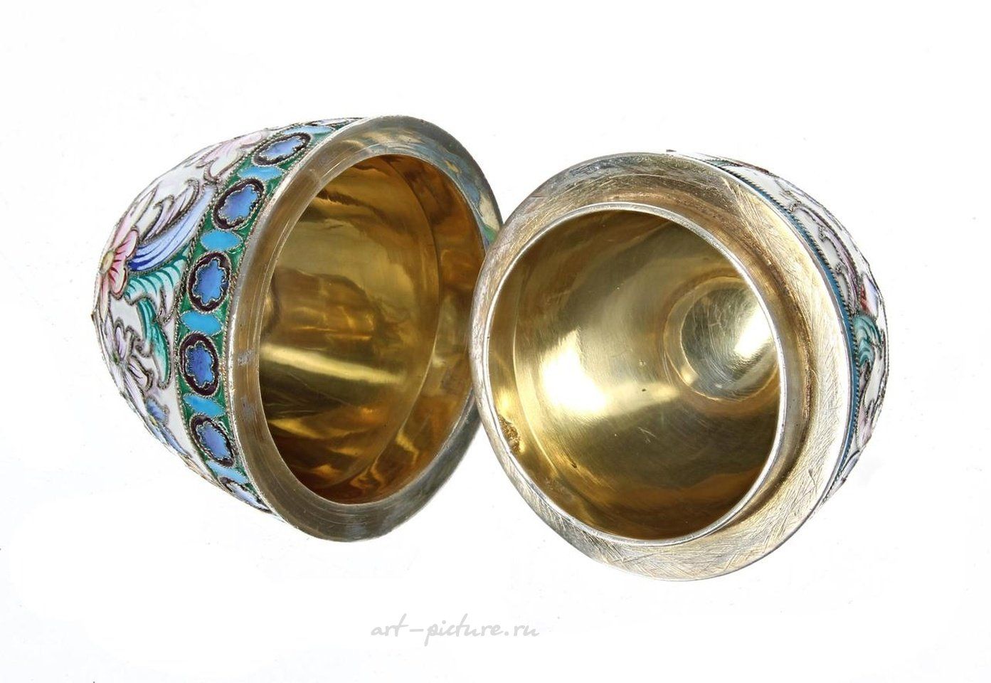 Russian silver , Russian silver gilt and cloisonné beaker by Khlebnikov, decorated...
