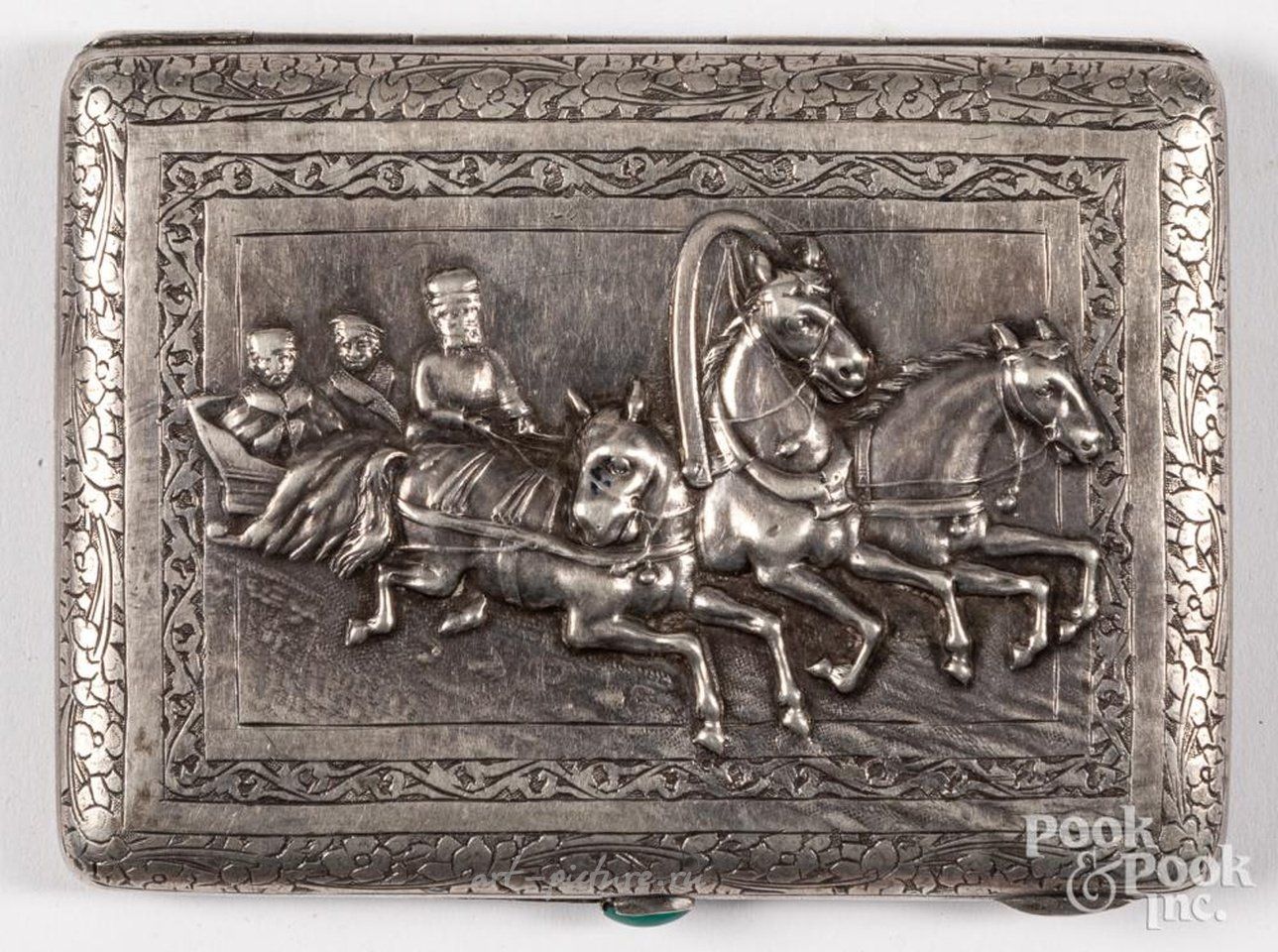 Russian silver , Russian silver gilt and niello cigarette case