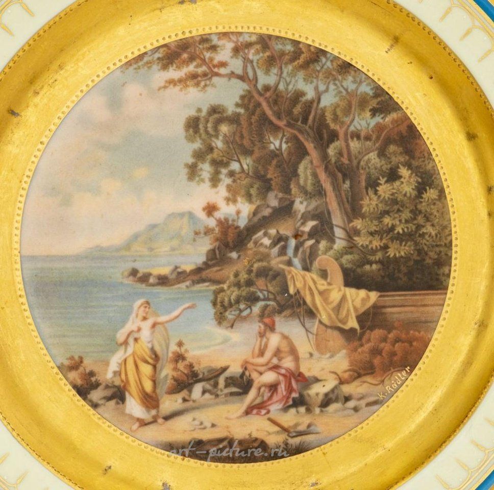 Royal Vienna Porcelain , "Odysseus & Telemachos" Porcelain Cabinet Plate