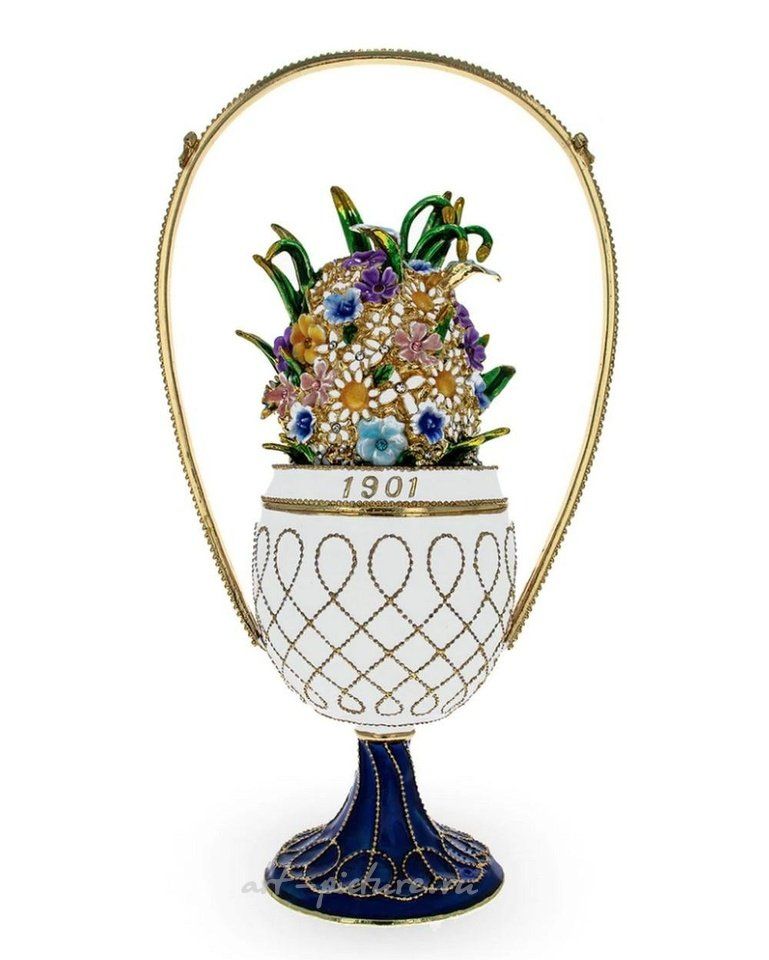 Russian silver , 1901 BASKET OF FLOWERS ROYAL IMPERIAL INSPIRED EGG